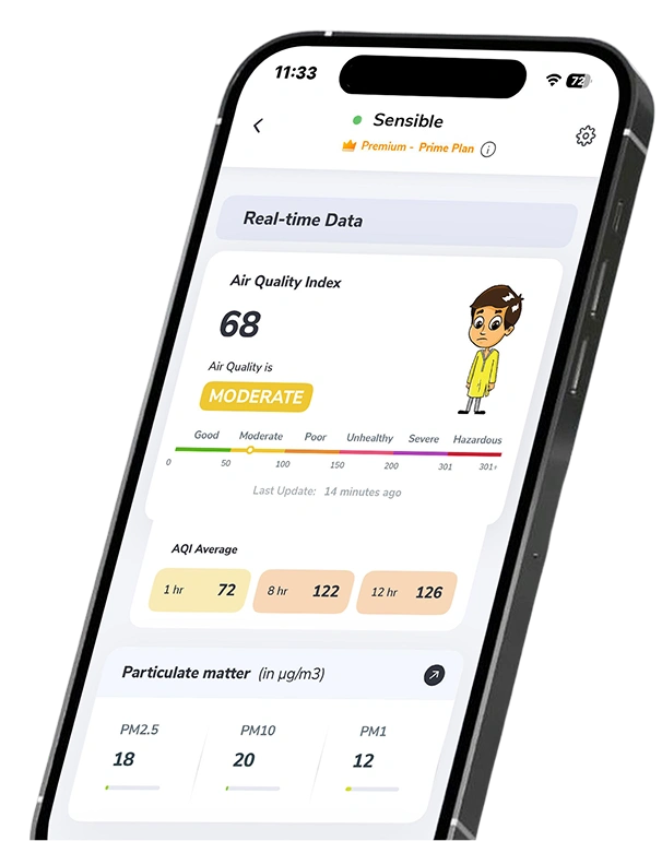 actualización de AQI en el teléfono inteligente